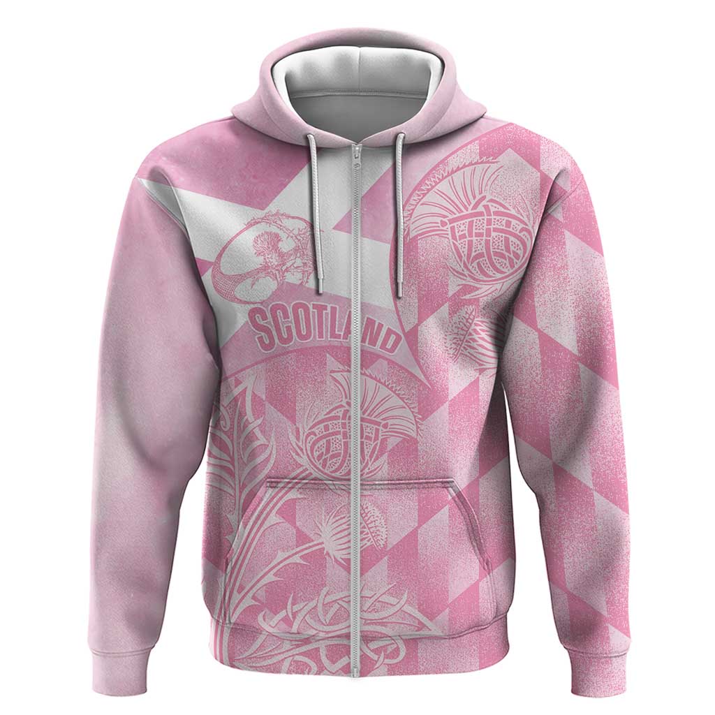 Scotland Rugby Custom Hoodie Go Scottish Thistle Pink Version LT14