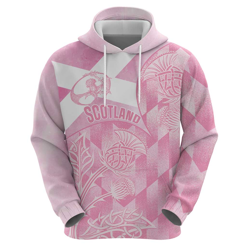 Scotland Rugby Custom Hoodie Go Scottish Thistle Pink Version LT14