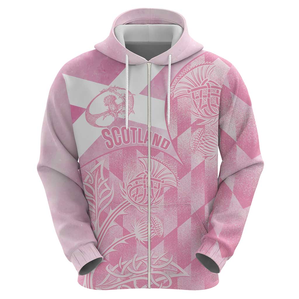Scotland Rugby Custom Hoodie Go Scottish Thistle Pink Version LT14