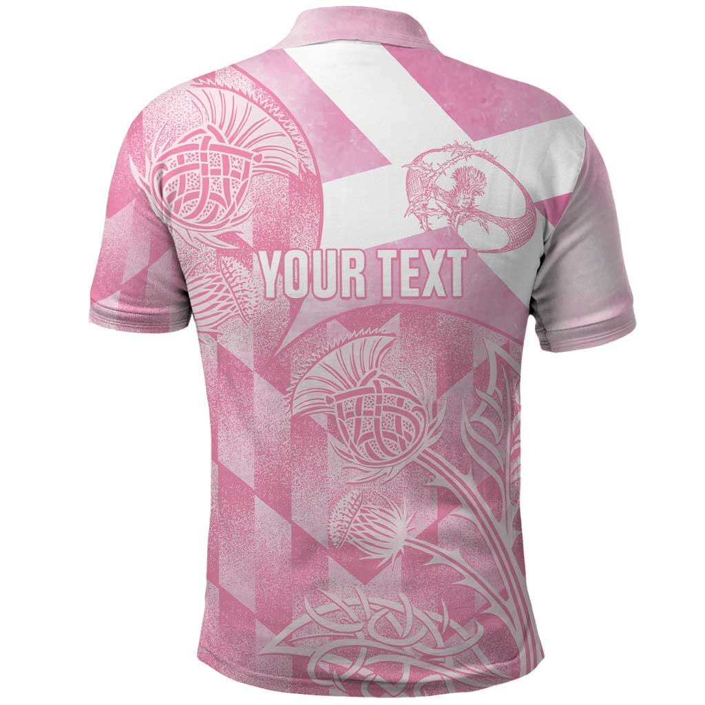 Scotland Rugby Custom Polo Shirt Go Scottish Thistle Pink Version LT14