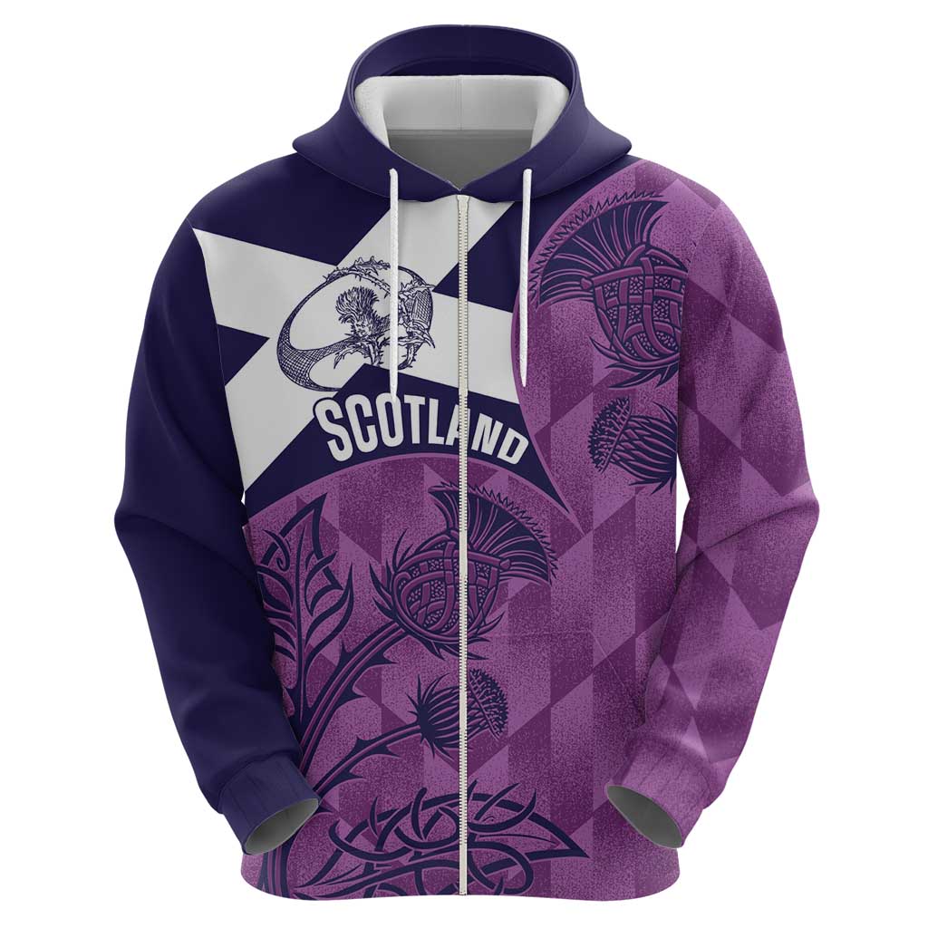 Scotland Rugby Custom Hoodie Go Scottish Thistle Purple Version LT14