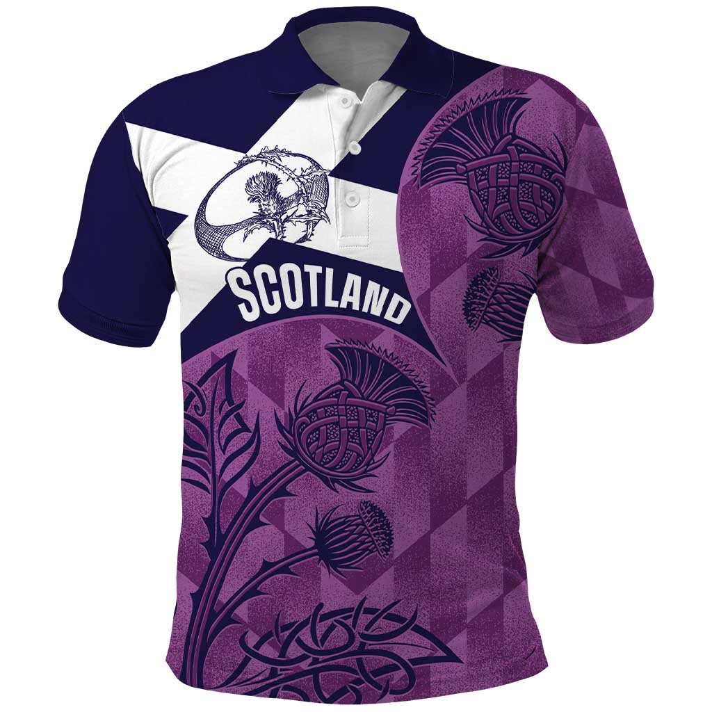 Scotland Rugby Custom Polo Shirt Go Scottish Thistle Purple Version LT14