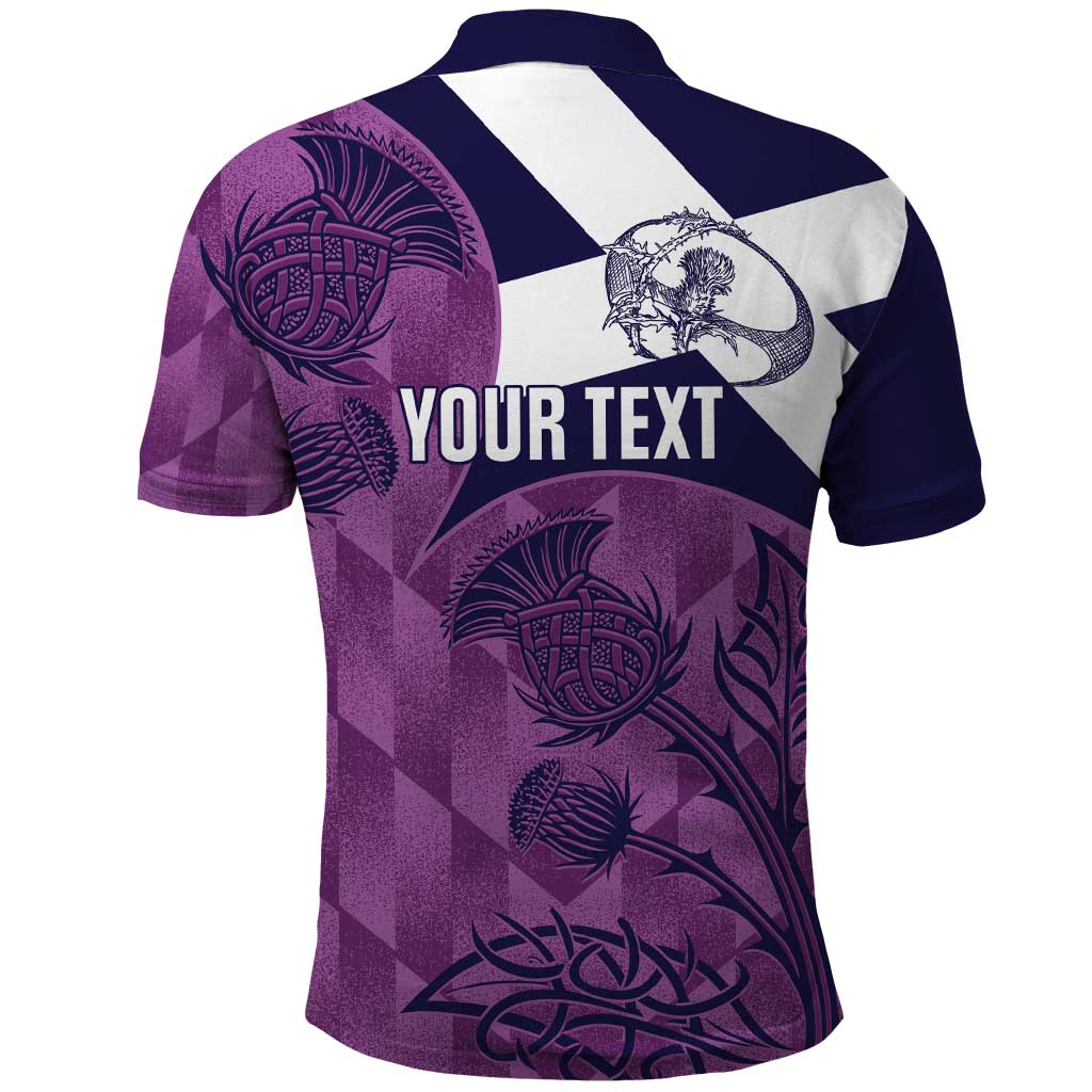 Scotland Rugby Custom Polo Shirt Go Scottish Thistle Purple Version LT14
