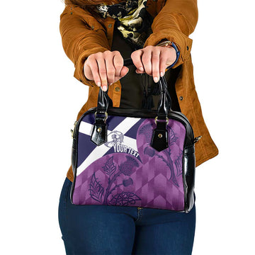 Scotland Rugby Custom Shoulder Handbag Go Scottish Thistle Purple Version LT14