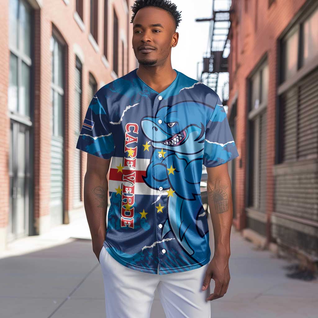 Custom Cape Verde Football Baseball Jersey Blue Sharks Mascot LT14