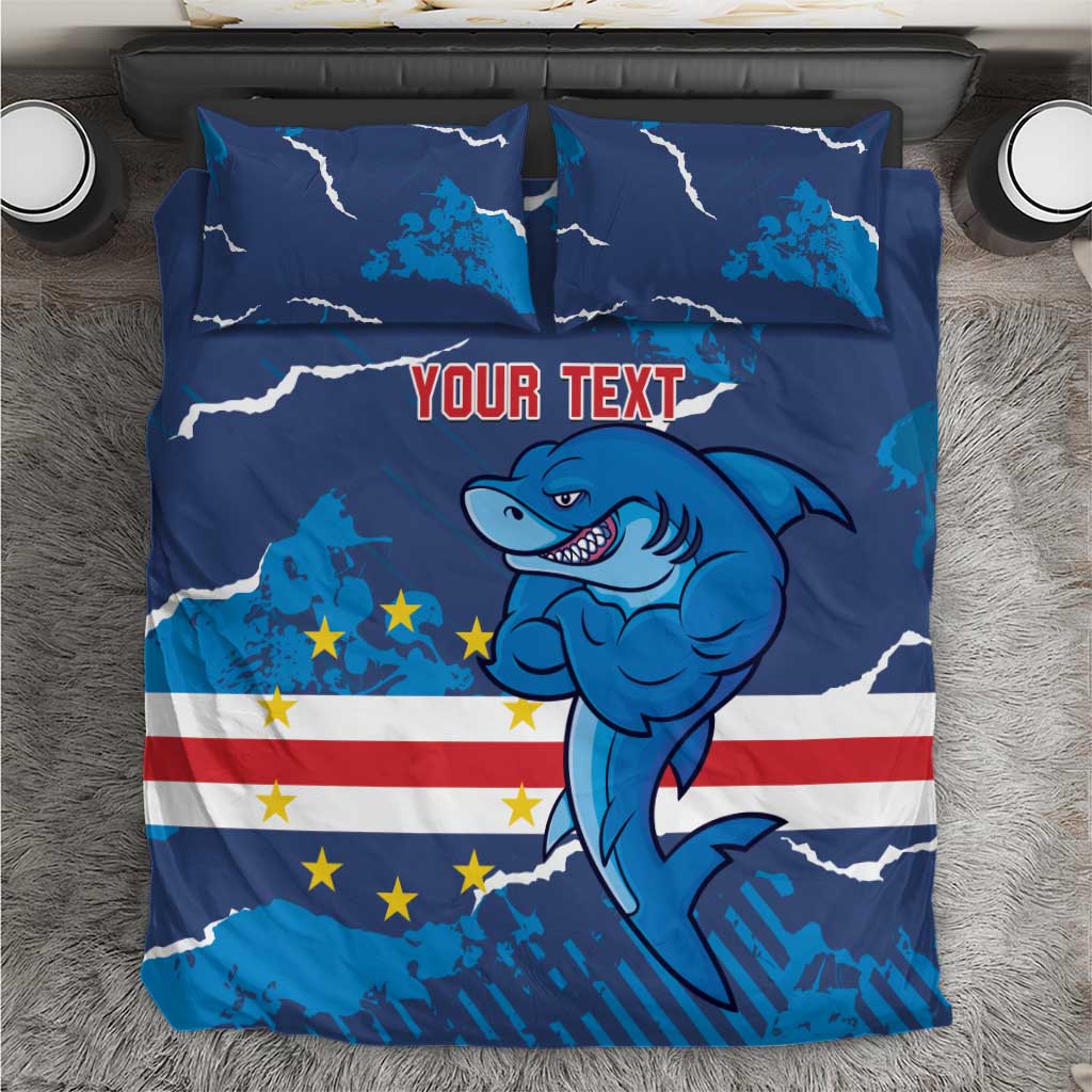 Custom Cape Verde Football Bedding Set Blue Sharks Mascot LT14