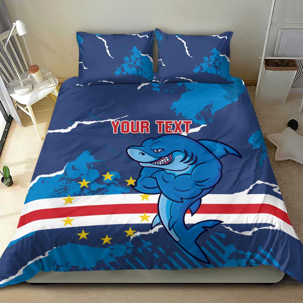 Custom Cape Verde Football Bedding Set Blue Sharks Mascot LT14