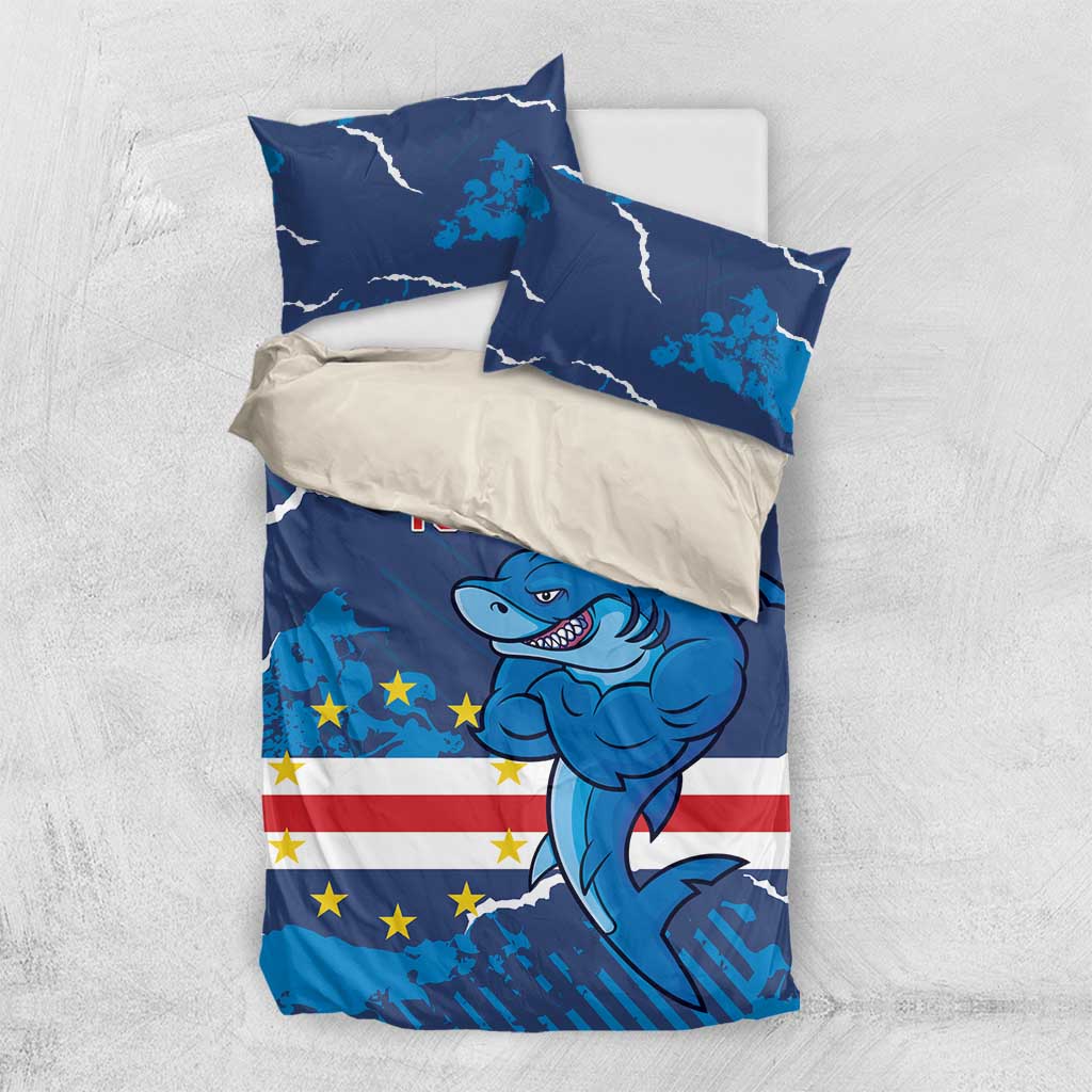Custom Cape Verde Football Bedding Set Blue Sharks Mascot LT14