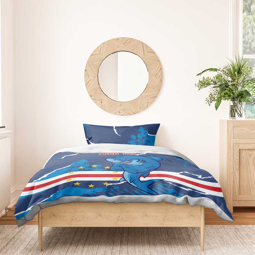 Custom Cape Verde Football Bedding Set Blue Sharks Mascot LT14