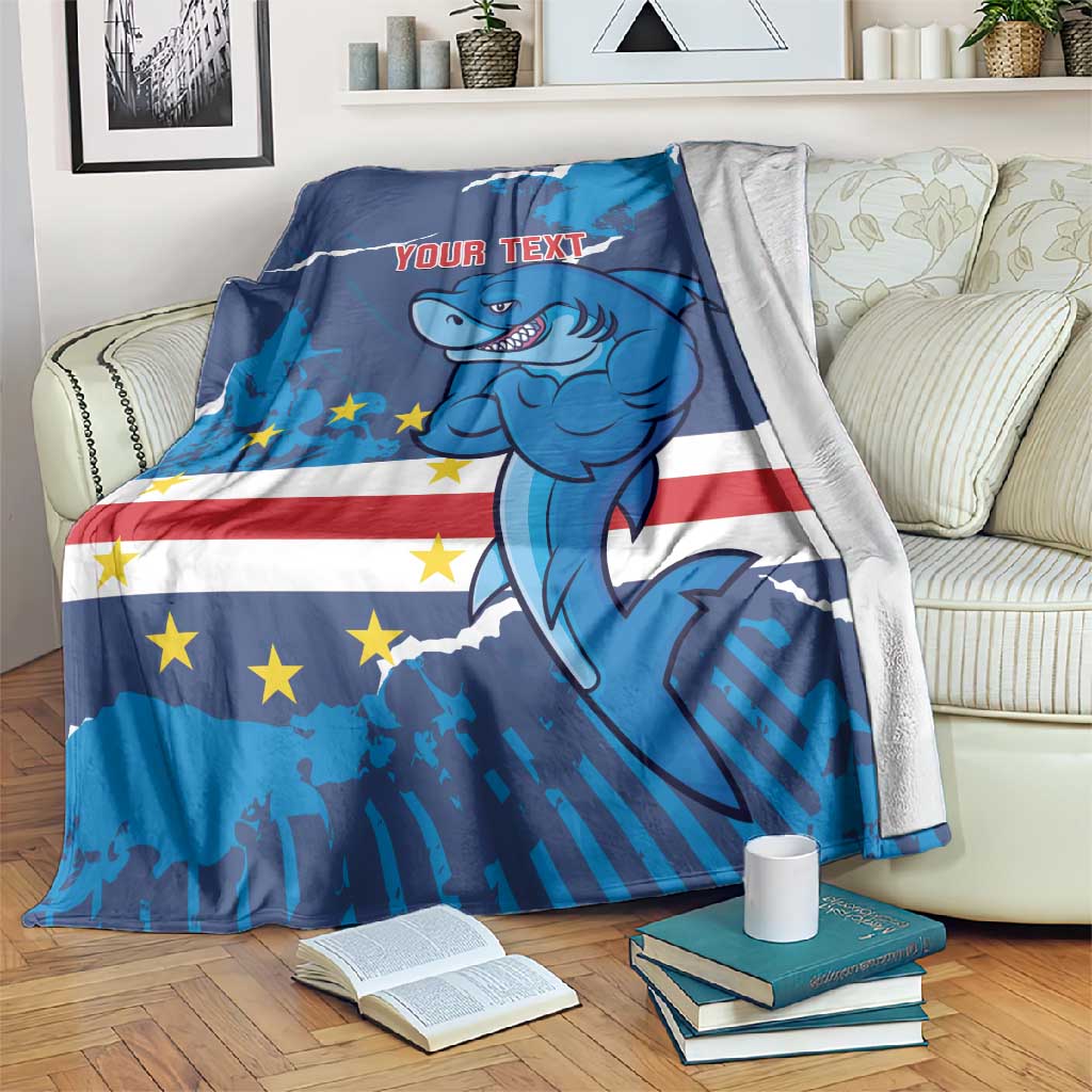 Custom Cape Verde Football Blanket Blue Sharks Mascot LT14