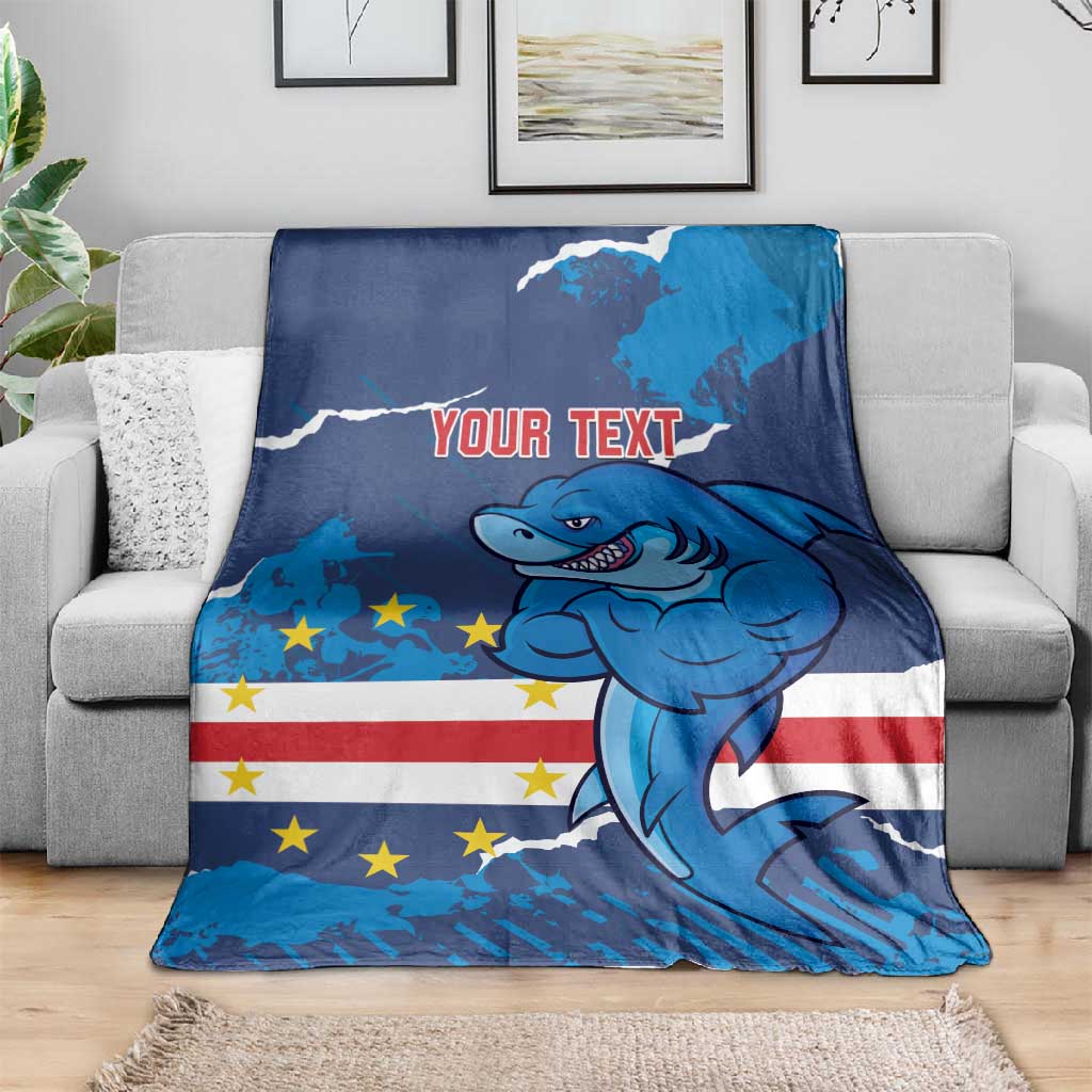 Custom Cape Verde Football Blanket Blue Sharks Mascot LT14
