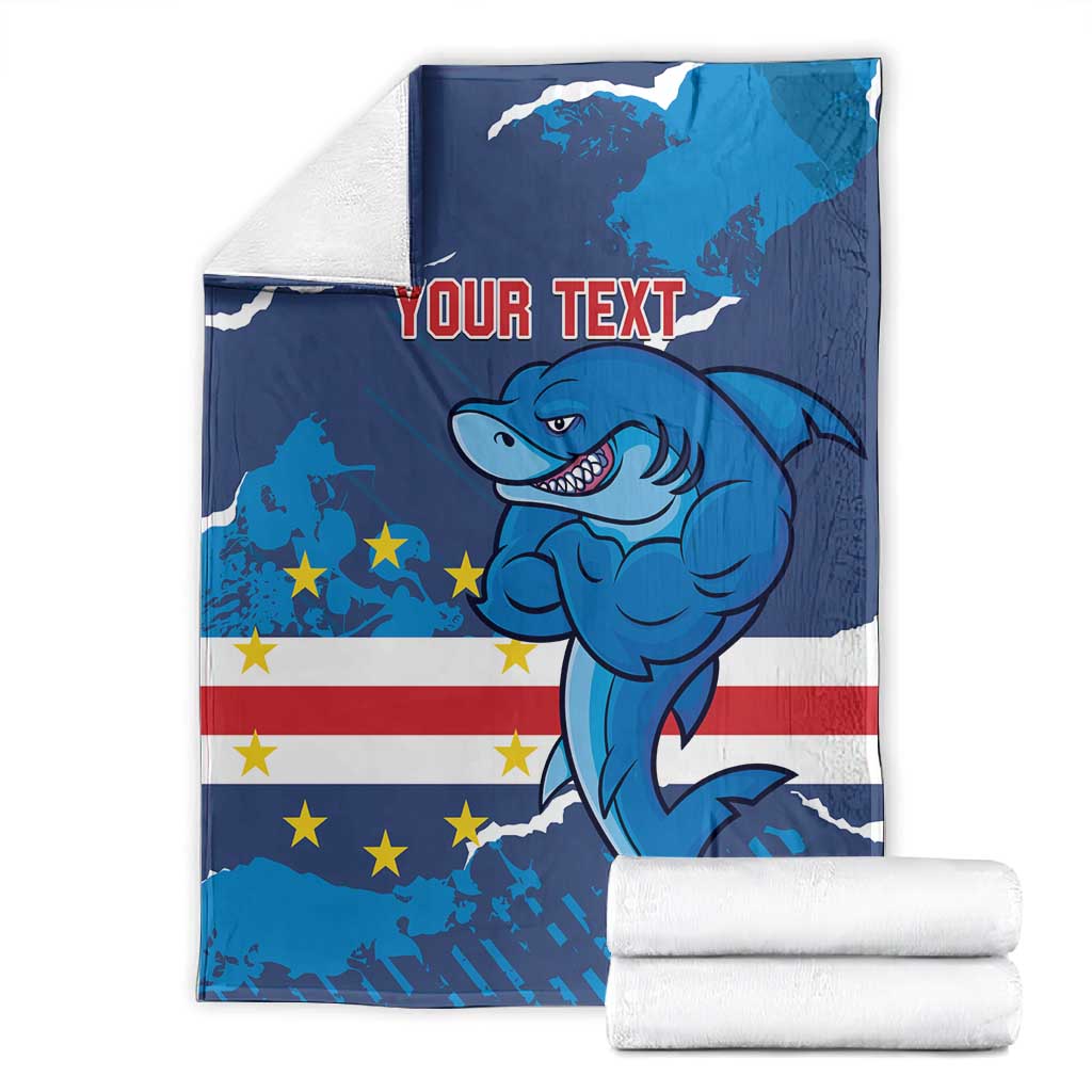 Custom Cape Verde Football Blanket Blue Sharks Mascot LT14