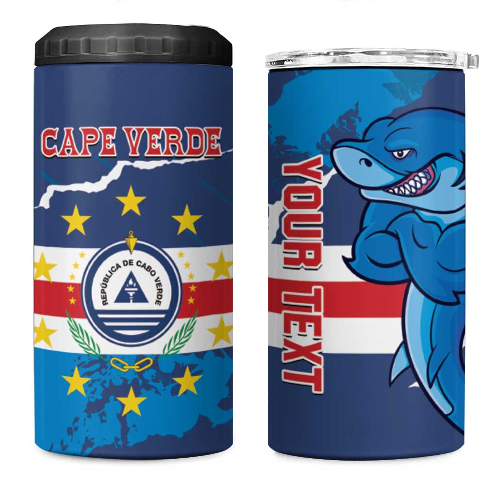 Custom Cape Verde Football 4 in 1 Can Cooler Tumbler Blue Sharks Mascot LT14
