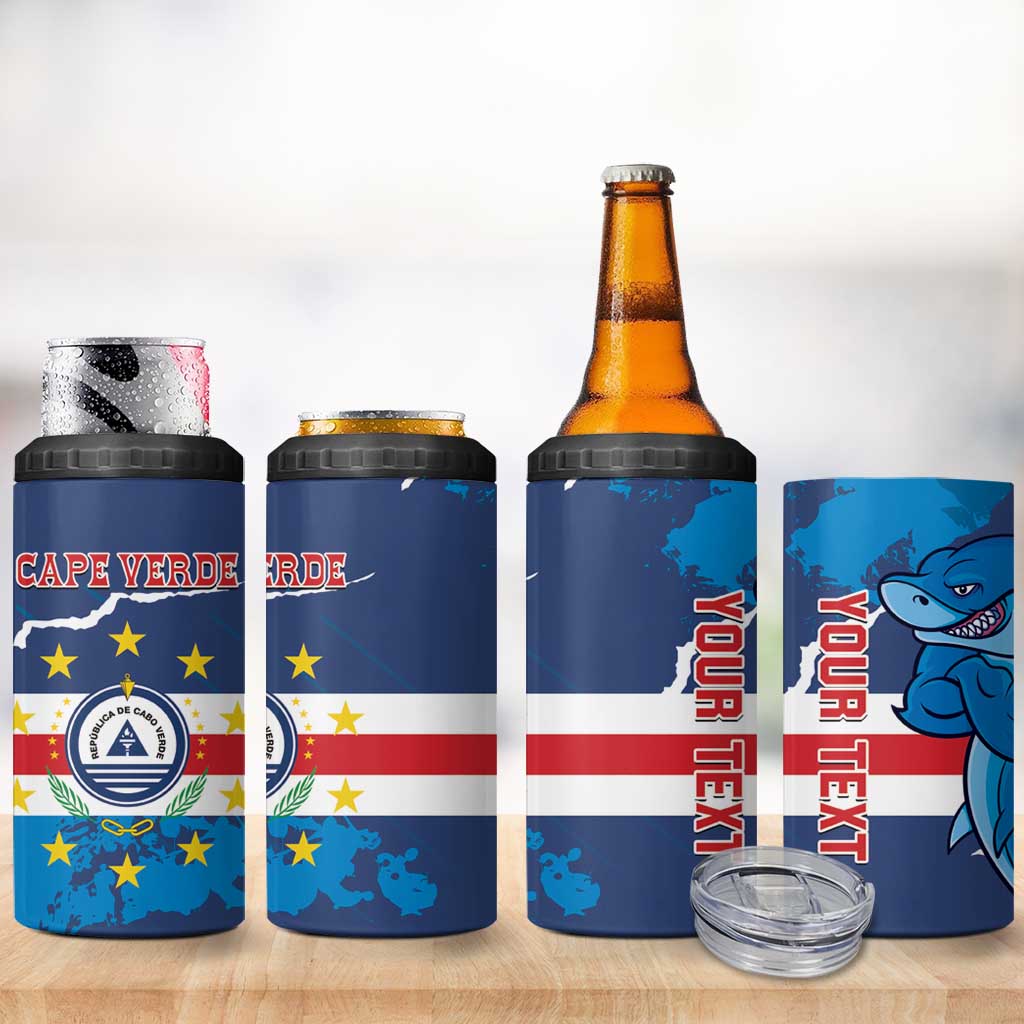 Custom Cape Verde Football 4 in 1 Can Cooler Tumbler Blue Sharks Mascot LT14