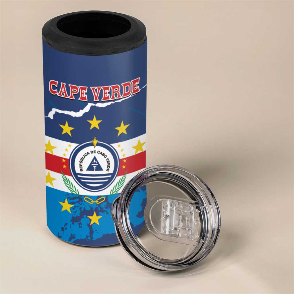 Custom Cape Verde Football 4 in 1 Can Cooler Tumbler Blue Sharks Mascot LT14