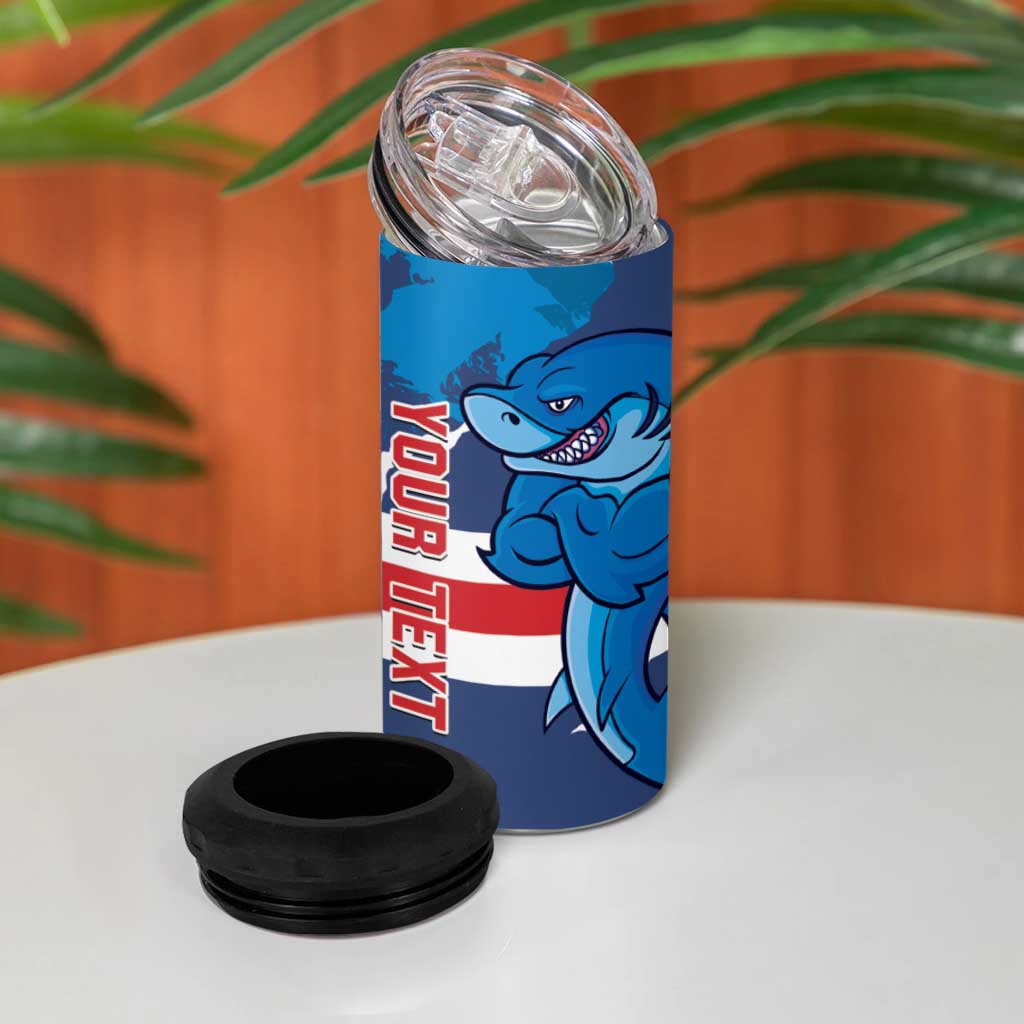 Custom Cape Verde Football 4 in 1 Can Cooler Tumbler Blue Sharks Mascot LT14
