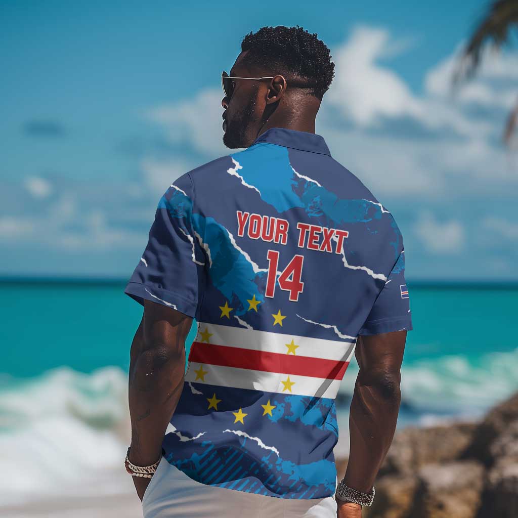 Custom Cape Verde Football Hawaiian Shirt Blue Sharks Mascot LT14