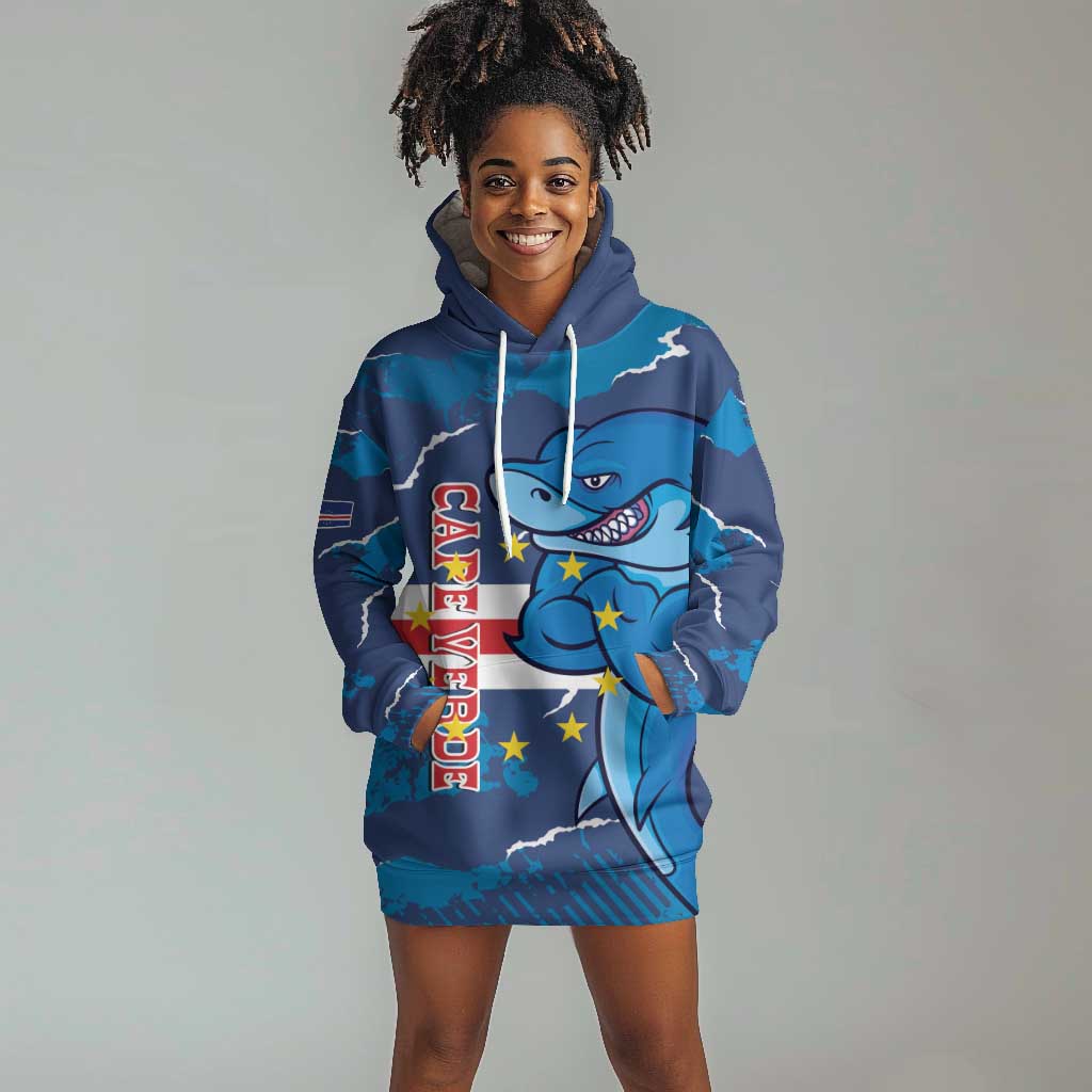 Custom Cape Verde Football Hoodie Dress Blue Sharks Mascot LT14