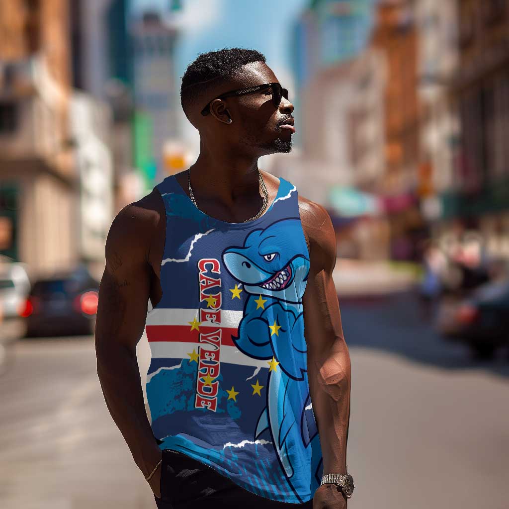 Custom Cape Verde Football Men Tank Top Blue Sharks Mascot LT14