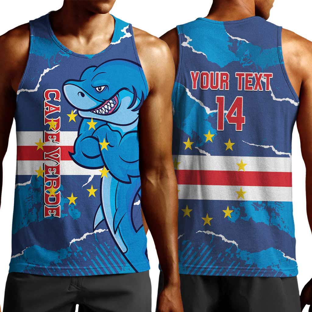 Custom Cape Verde Football Men Tank Top Blue Sharks Mascot LT14