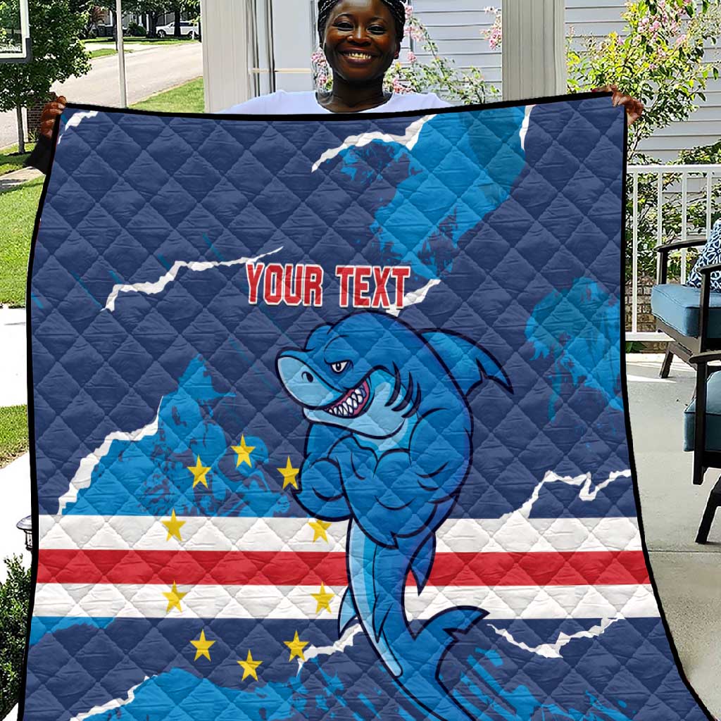 Custom Cape Verde Football Quilt Blue Sharks Mascot LT14