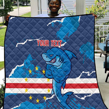 Custom Cape Verde Football Quilt Blue Sharks Mascot LT14