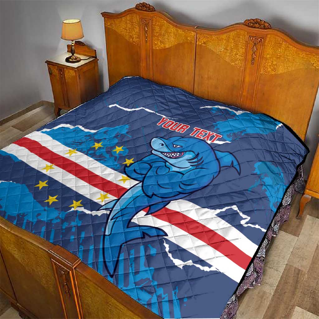 Custom Cape Verde Football Quilt Blue Sharks Mascot LT14
