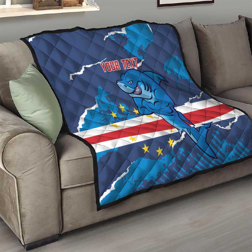 Custom Cape Verde Football Quilt Blue Sharks Mascot LT14