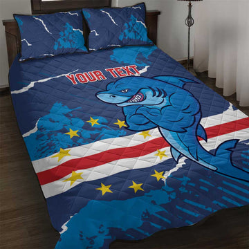 Custom Cape Verde Football Quilt Bed Set Blue Sharks Mascot LT14