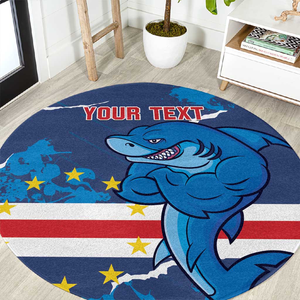 Custom Cape Verde Football Round Carpet Blue Sharks Mascot LT14