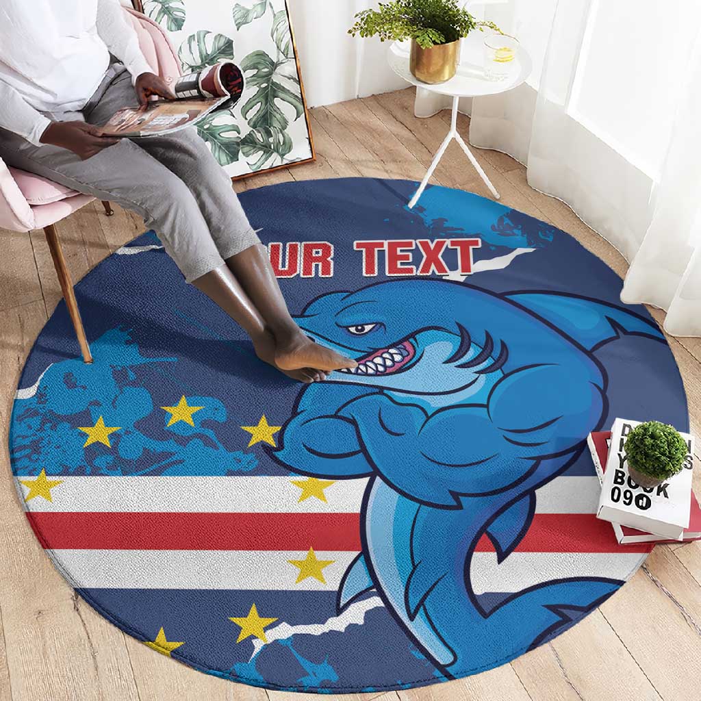 Custom Cape Verde Football Round Carpet Blue Sharks Mascot LT14
