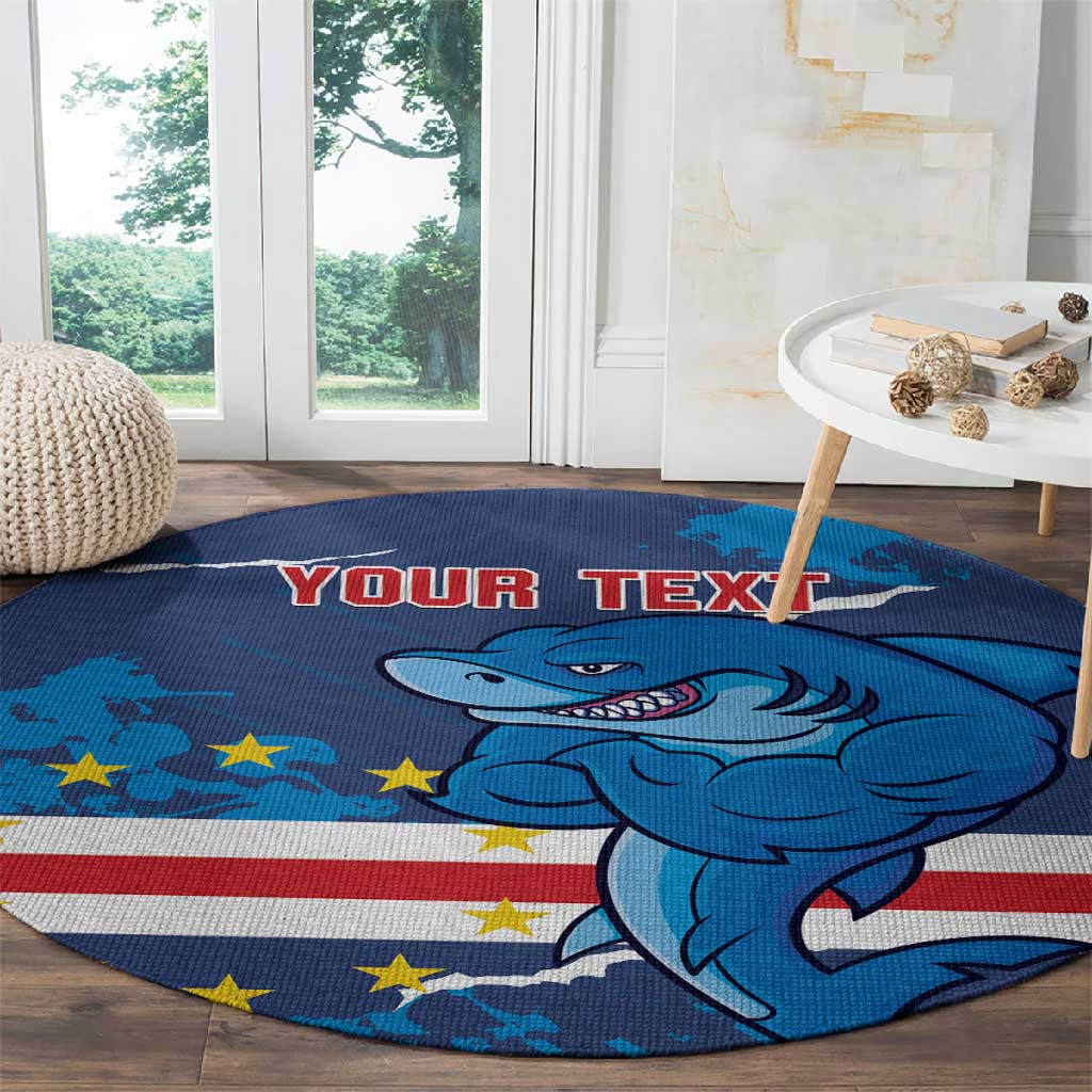 Custom Cape Verde Football Round Carpet Blue Sharks Mascot LT14
