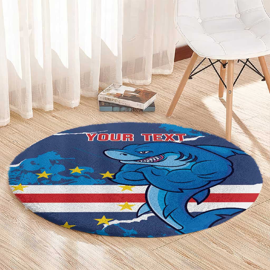 Custom Cape Verde Football Round Carpet Blue Sharks Mascot LT14