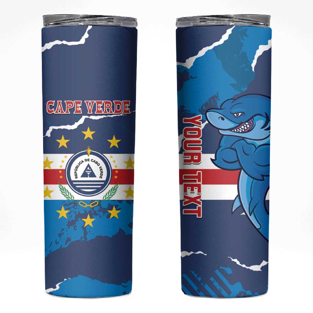 Custom Cape Verde Football Skinny Tumbler Blue Sharks Mascot LT14
