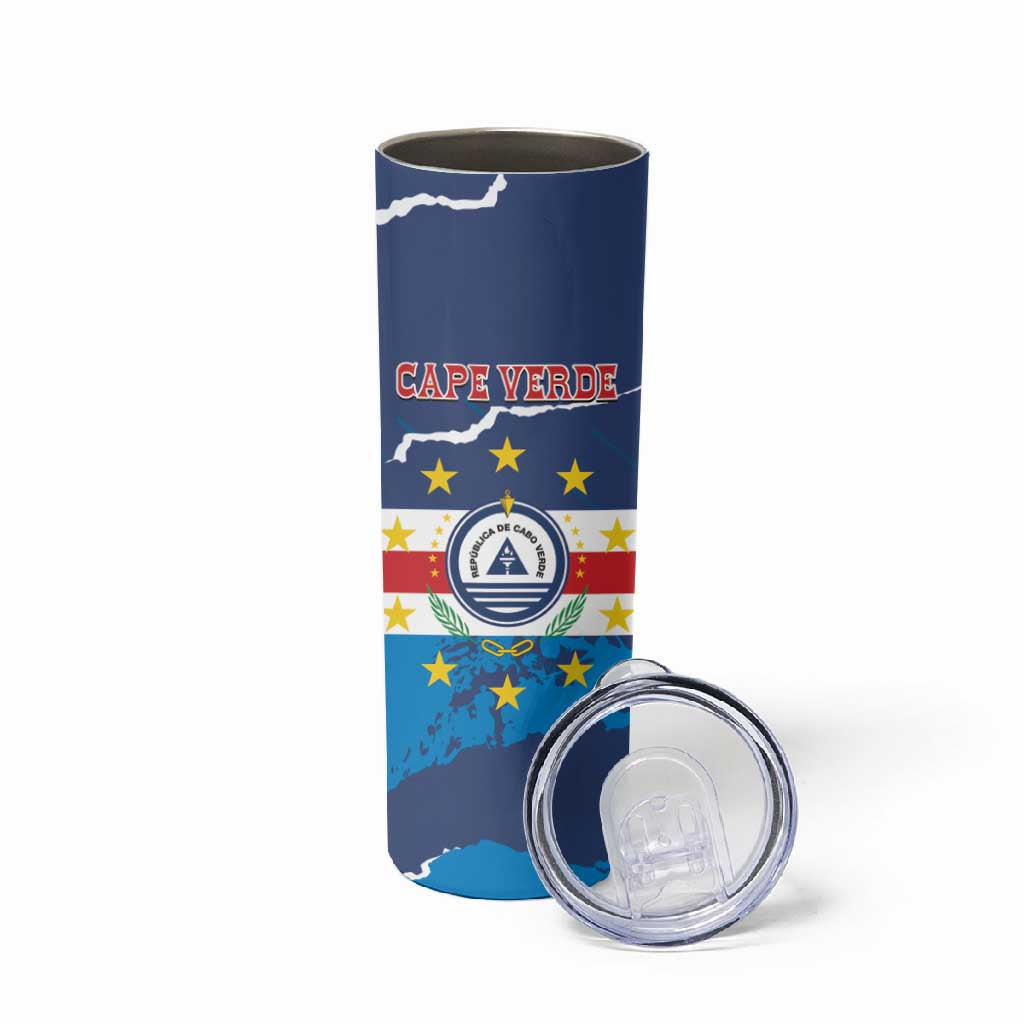 Custom Cape Verde Football Skinny Tumbler Blue Sharks Mascot LT14