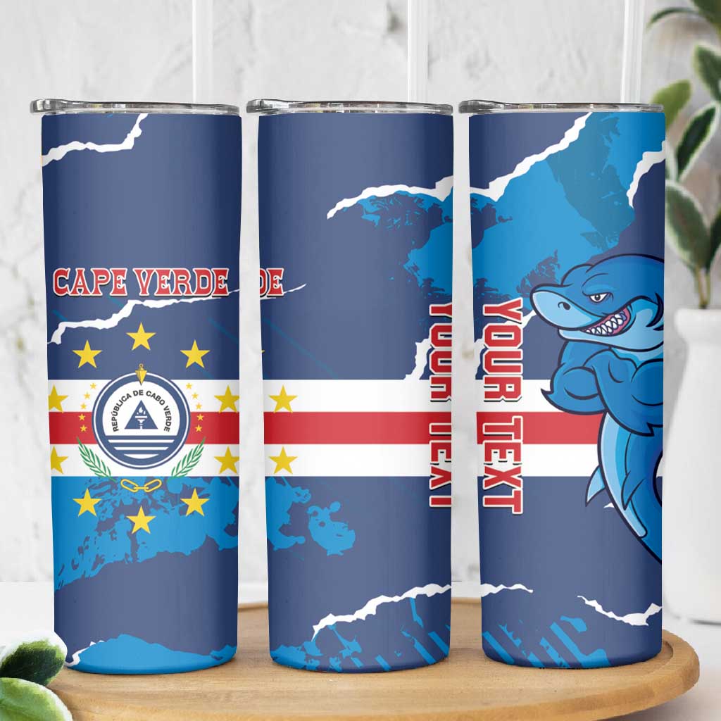 Custom Cape Verde Football Skinny Tumbler Blue Sharks Mascot LT14