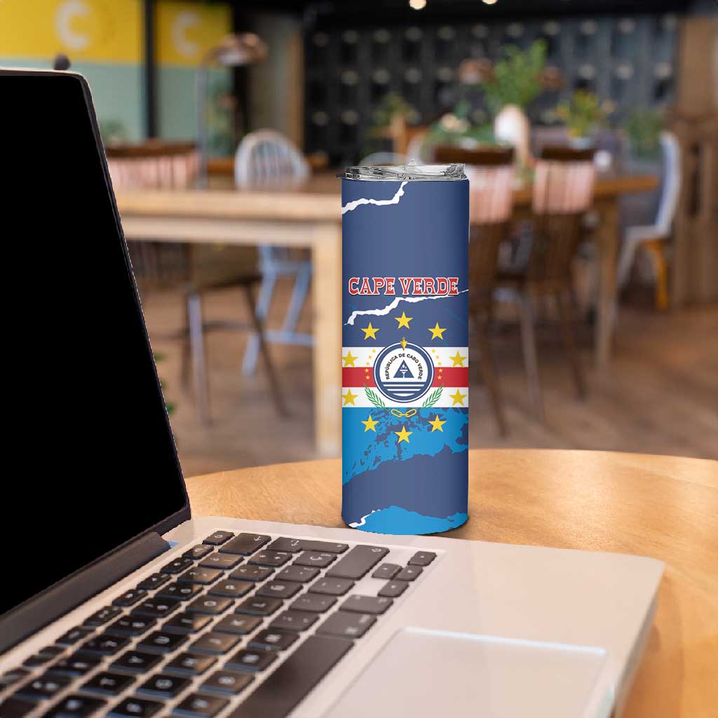 Custom Cape Verde Football Skinny Tumbler Blue Sharks Mascot LT14