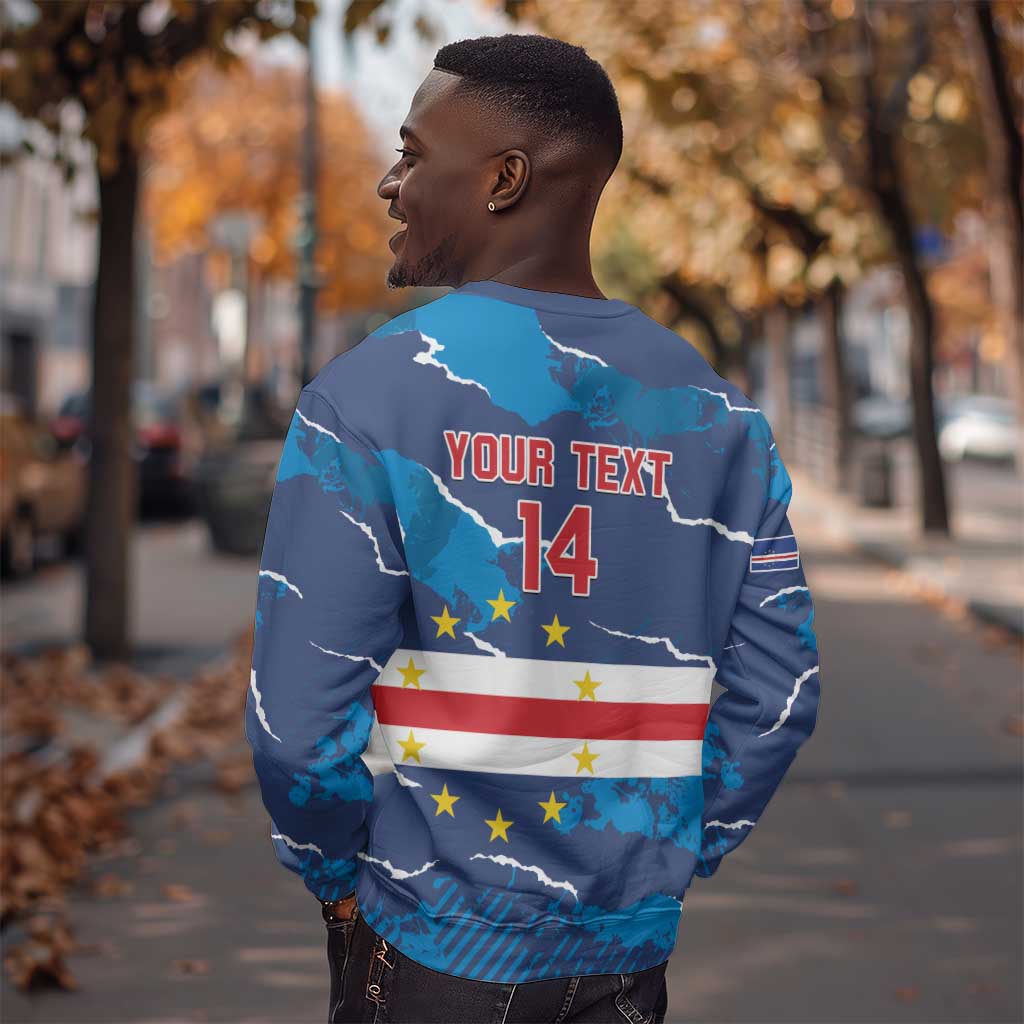 Custom Cape Verde Football Sweatshirt Blue Sharks Mascot LT14