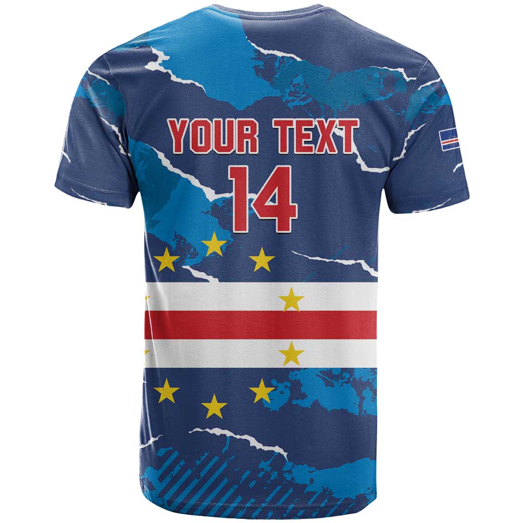 Custom Cape Verde Football T shirt Blue Sharks Mascot LT14