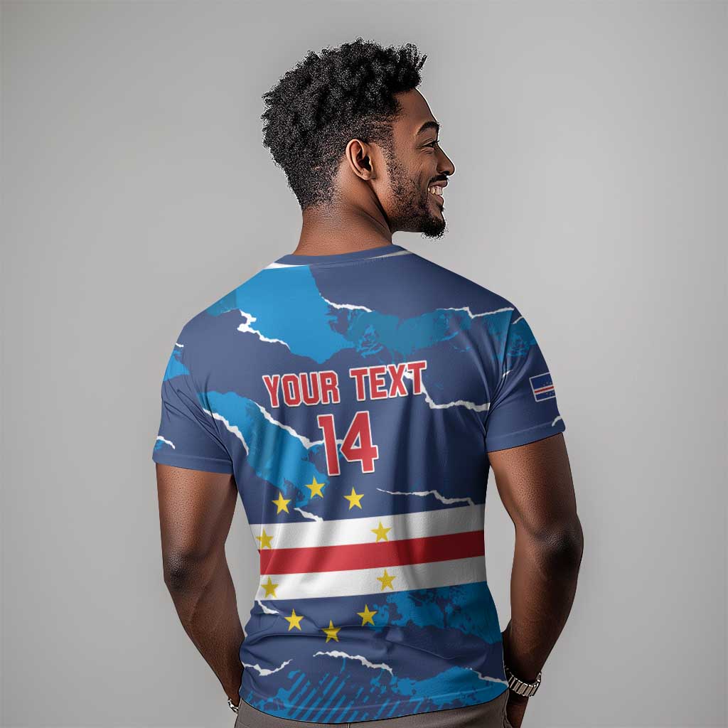 Custom Cape Verde Football T shirt Blue Sharks Mascot LT14