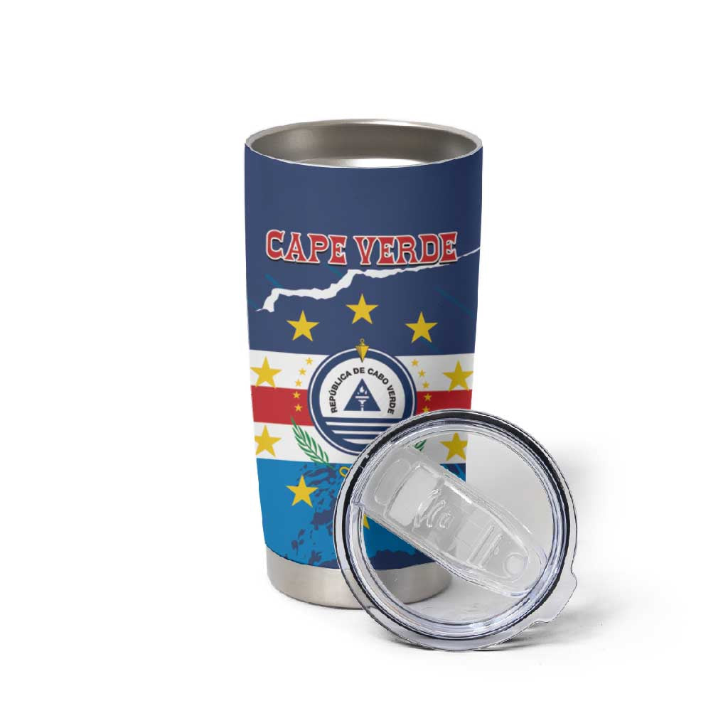 Custom Cape Verde Football Tumbler Cup Blue Sharks Mascot LT14