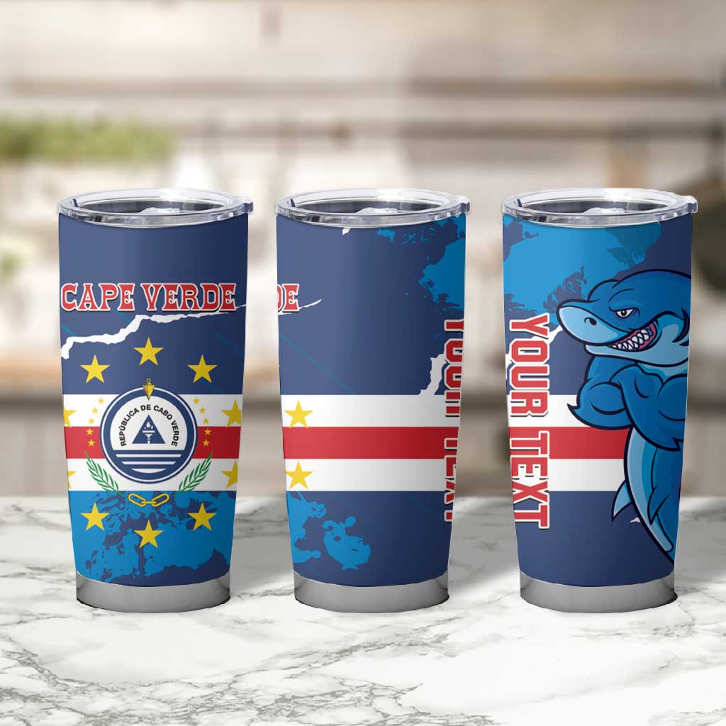 Custom Cape Verde Football Tumbler Cup Blue Sharks Mascot LT14