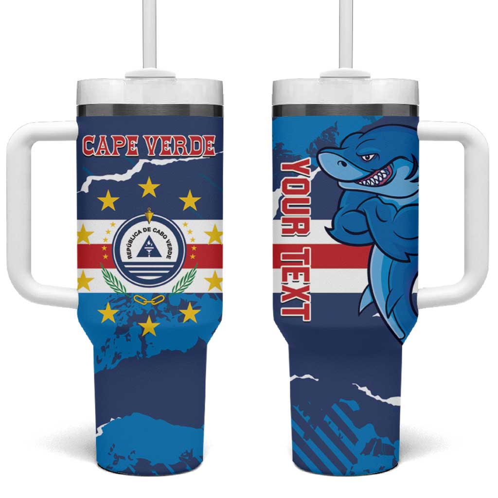 Custom Cape Verde Football Tumbler With Handle Blue Sharks Mascot LT14