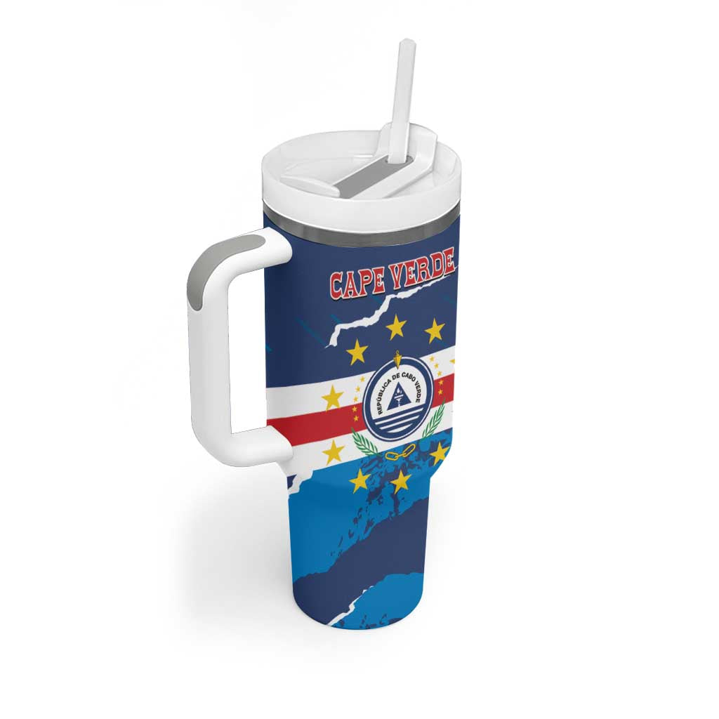 Custom Cape Verde Football Tumbler With Handle Blue Sharks Mascot LT14