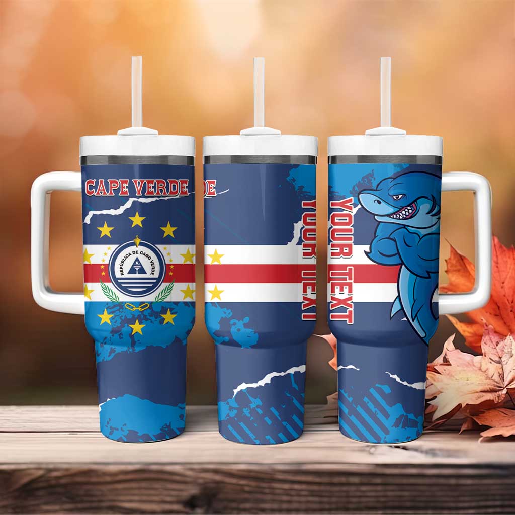 Custom Cape Verde Football Tumbler With Handle Blue Sharks Mascot LT14