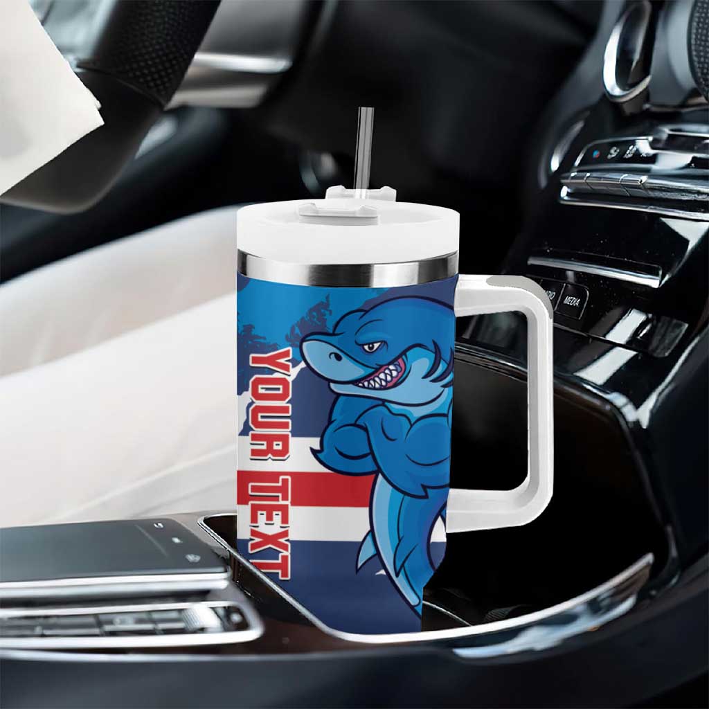 Custom Cape Verde Football Tumbler With Handle Blue Sharks Mascot LT14