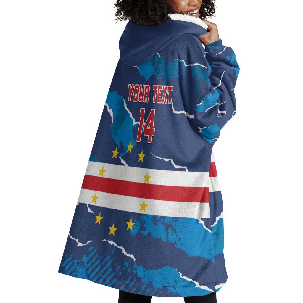 Custom Cape Verde Football Wearable Blanket Hoodie Blue Sharks Mascot LT14