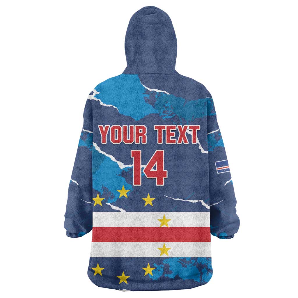 Custom Cape Verde Football Wearable Blanket Hoodie Blue Sharks Mascot LT14