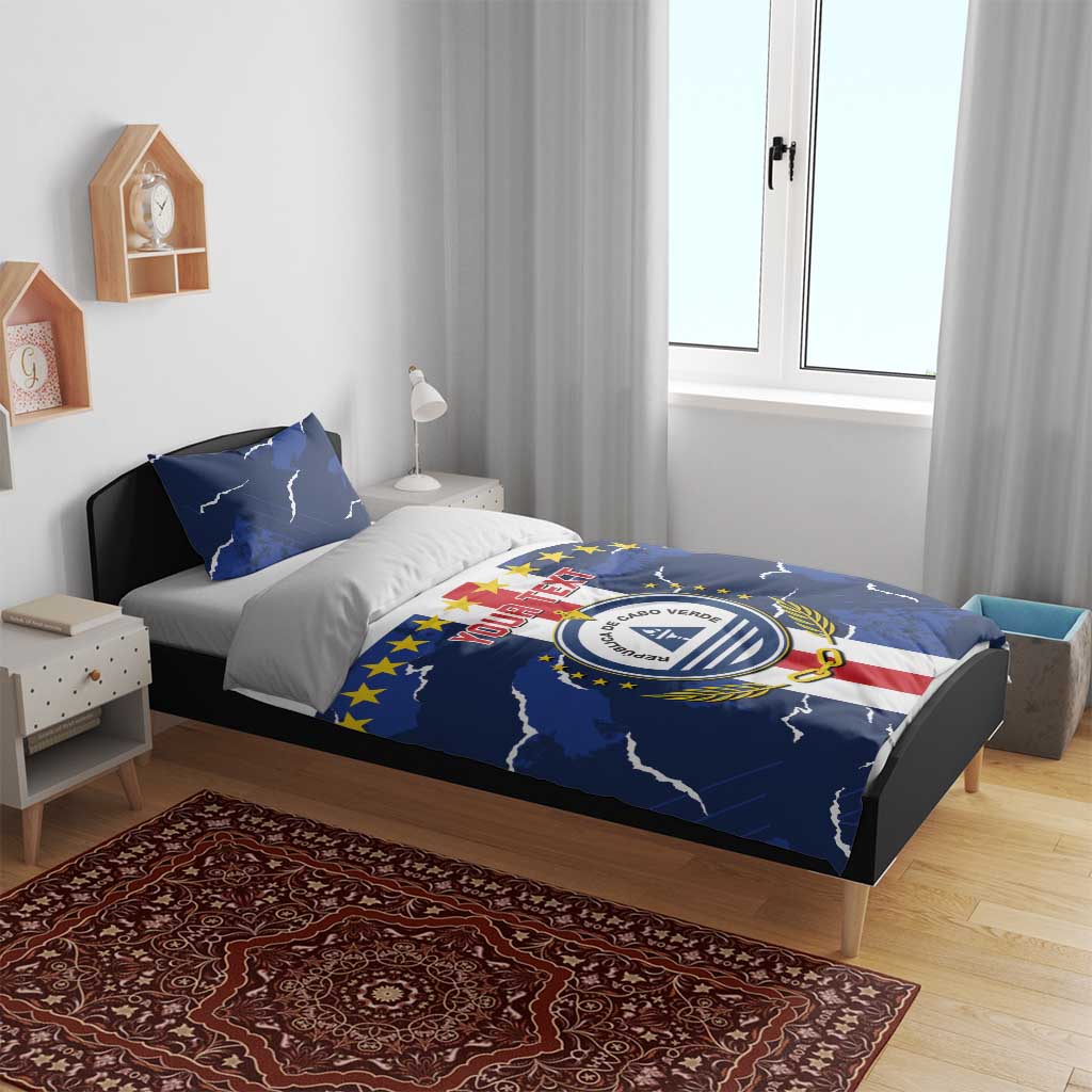 Custom Cape Verde Football Bedding Set Blue Sharks Sporty LT14