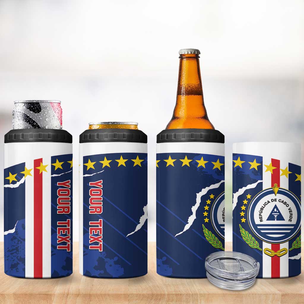 Custom Cape Verde Football 4 in 1 Can Cooler Tumbler Blue Sharks Sporty LT14